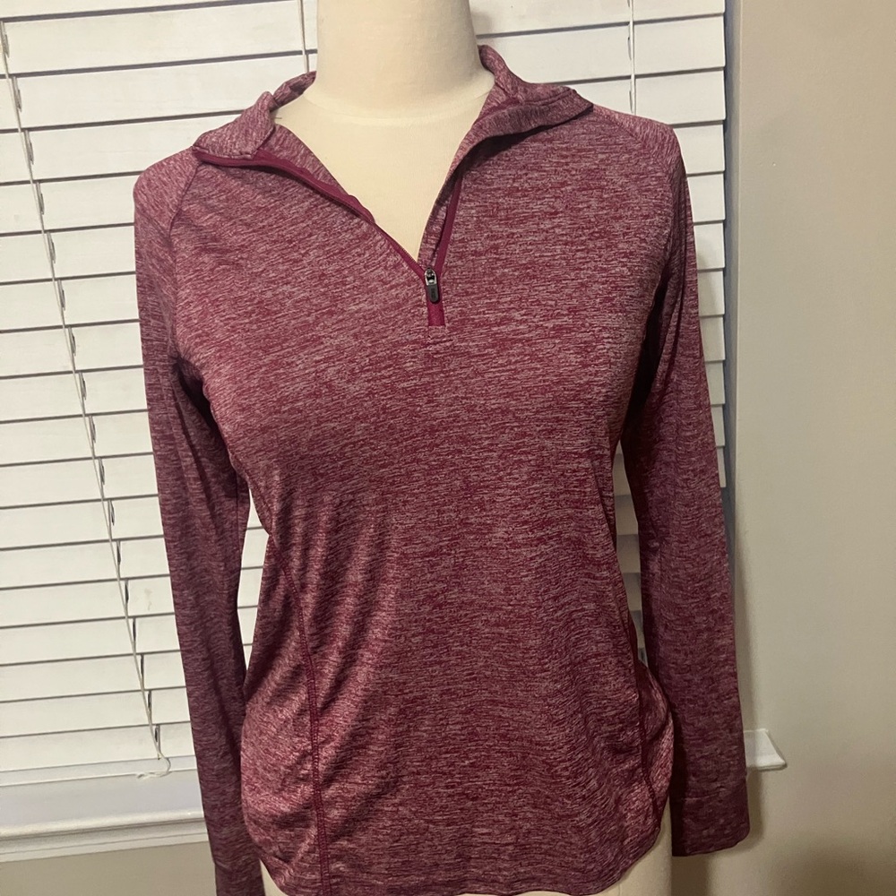 Source Unknown Burgundy Long Sleeve Quarter-Zip Top